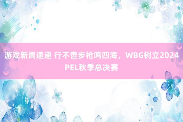 游戏新闻速递 行不啻步枪鸣四海，WBG树立2024PEL秋季总决赛