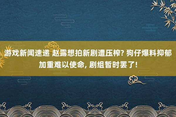 游戏新闻速递 赵露想拍新剧遭压榨? 狗仔爆料抑郁加重难以使命, 剧组暂时罢了!