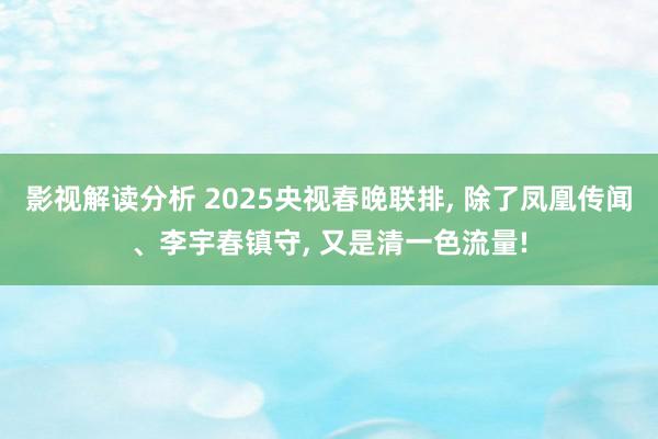 影视解读分析 2025央视春晚联排, 除了凤凰传闻、李宇春镇守, 又是清一色流量!