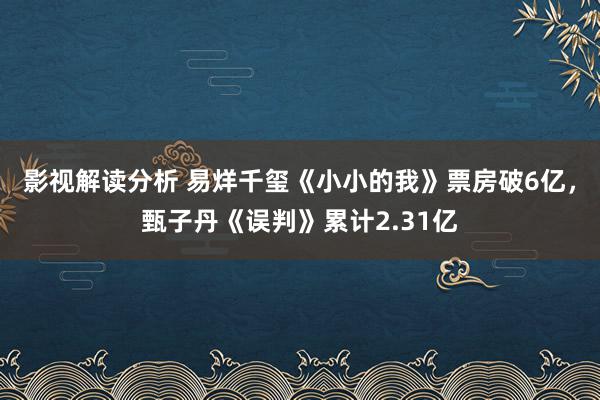 影视解读分析 易烊千玺《小小的我》票房破6亿，甄子丹《误判》累计2.31亿