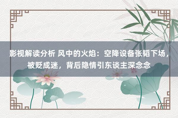 影视解读分析 风中的火焰：空降设备张韬下场，被贬成迷，背后隐情引东谈主深念念